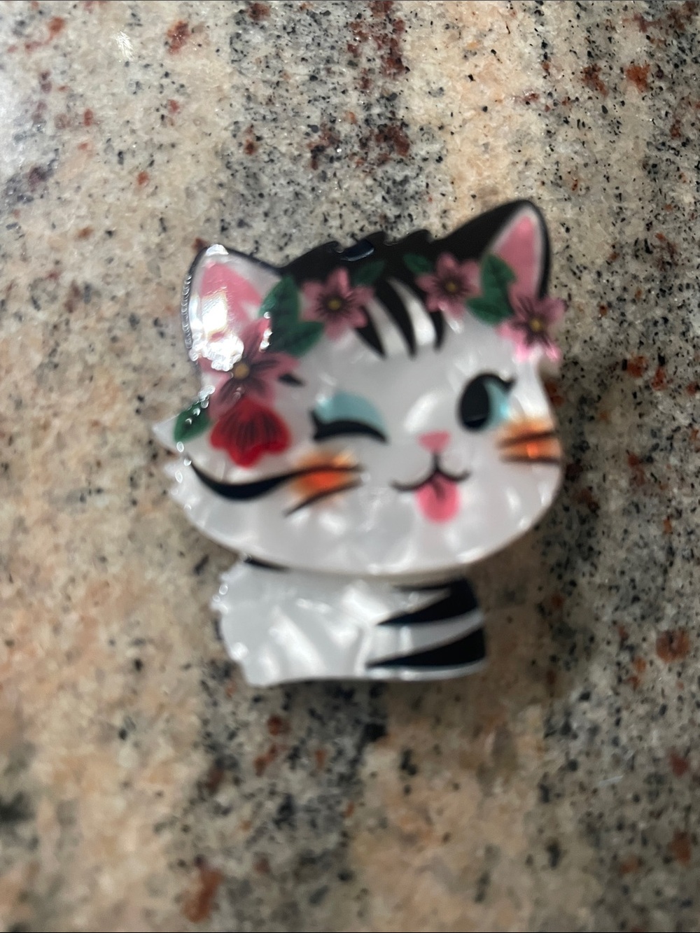 Cute White Floral Cat Pin – Adorable Pets Cat Accessory